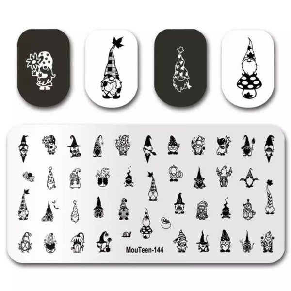 1 Season Gnome Nail Stamping Plate, 4 Seasons Gnome Nail Art, Gnome Nail Art, Nail Stamping, Nail Art, Stainless Steel Stamping Plate