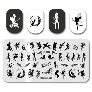 1 Nail Stamping Plate, Fairy Nail Art, Fairies with Wings Nail Art, Nail Stamping Fairy Plate, Nail Art, Stainless Steel Nail Stamping Plate