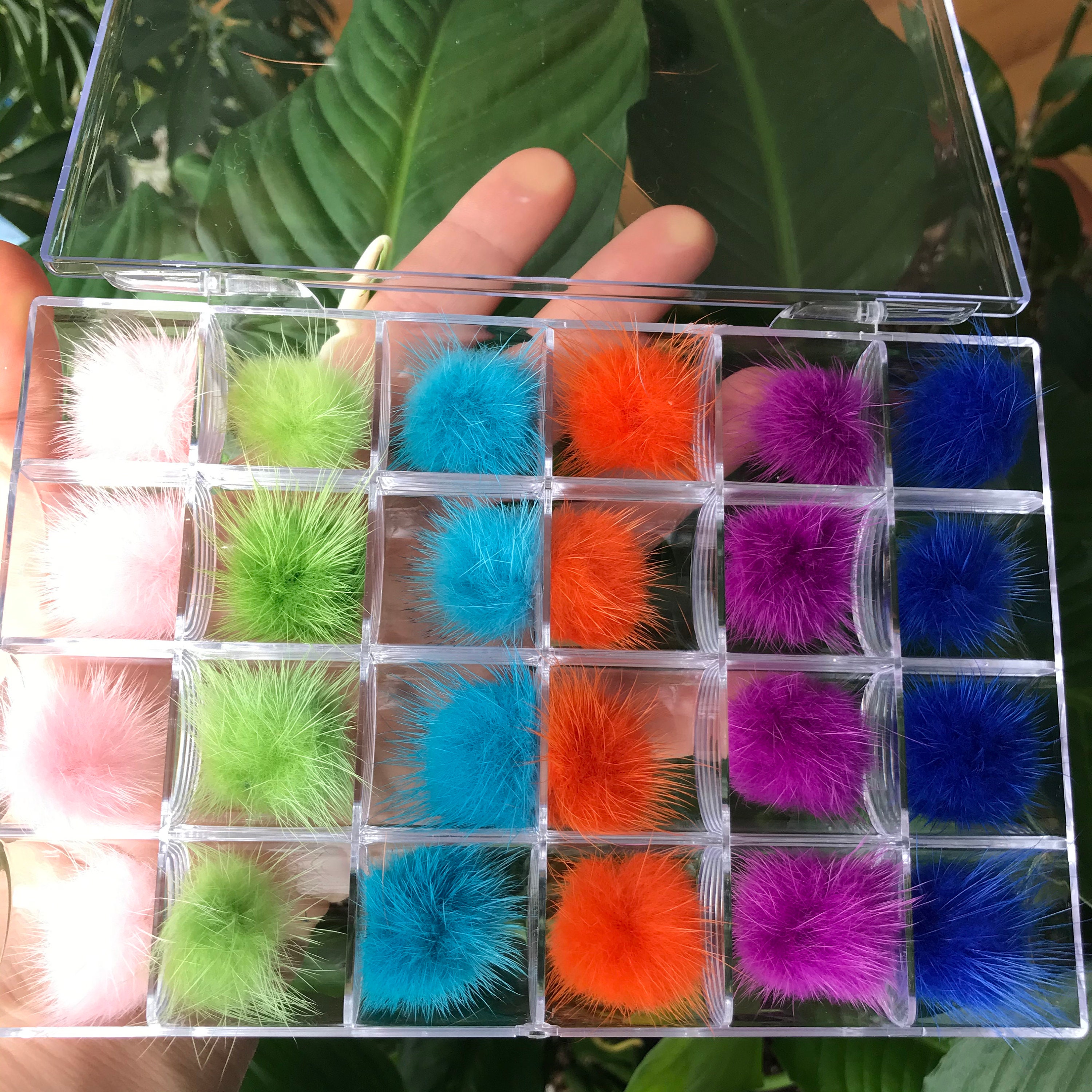 24 PC Nail Pom Poms Box Colorfull Nail Pom Poms Etsy