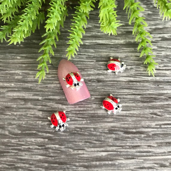 4 Pcs 3D Ladybug Metal Nail Charms, Ladybug Nail Art Charms, 3D Nail Art,  Metal Ladybug Nail Charms, Fancy Nail Charms 