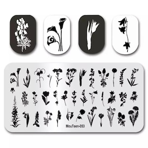 1 Nail Stamping Plate, Flowers Nail Art, Flowers Nail Art, Nail Stamping Flowers Plate, Nail Art, Stainless Steel Nail Stamping Plate