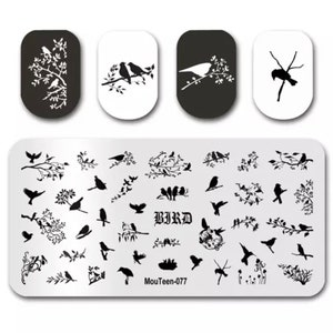 1 Birds Nail Stamping Plate, Birds Nail Art, Birds Nail Art, Nail Stamping Plate, Nail Art, Steel Stamping Plate #077