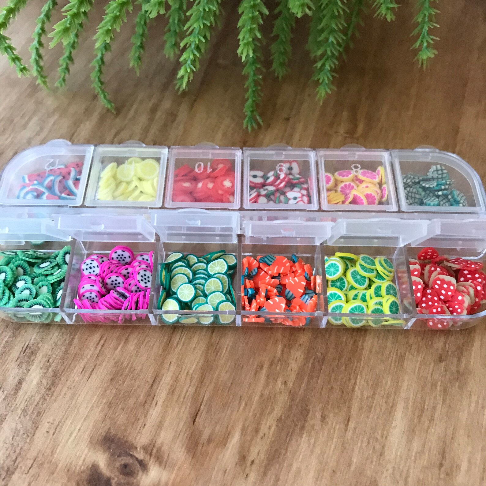 Fruit Slices Polymer Clay Nail Art Fruit Nail Art 12 Grid Etsy