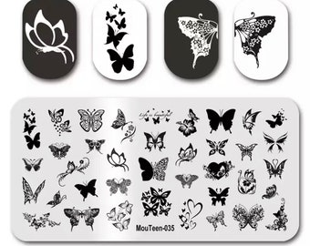 1 Nail Stamping Plate, Butterfly Nail Art, Butterfly Nail Art, Nail Stamping Butterfly Plate, Nail Art, Stainless Steel Nail Stamping Plate