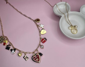 Mickey’s Date Night Chain | Disney Inspired Necklace | Stainless Steel Charms | Gold Plated | Tarnish Resistant | Magical Mouse  Necklace