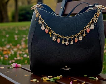 Cadena para bolso de Mickey Mouse de Disney / Cadena para bolso de fresa / Detalles de perla / Dijes de parques de Disney