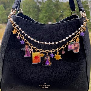 Tangled Disney Princess Inspired Double Layer Bag Chain | Pearl & Gold Charm Purse Accessory