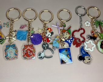 Disney Bag Charms | Disney Princess Keychain | Disney Stocking Stuffer | Mickey Charm | Peter Pan Charm | Ariel | Moana | Tangled | Sorcerer