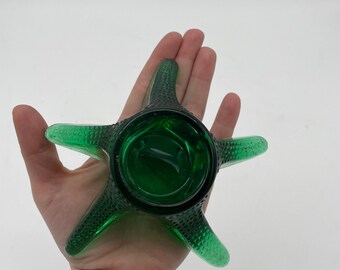 Green Glass Starfish Candle Holder