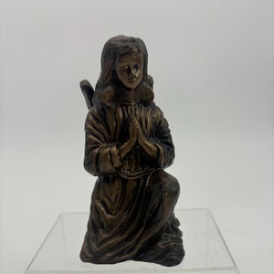 Vintage Heavy Lacquered Bronze Praying Angel Figurine Signed Mitchell 5”.