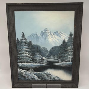 Artist Signed Winter Landscape Oil Painting on Canvas in Frame