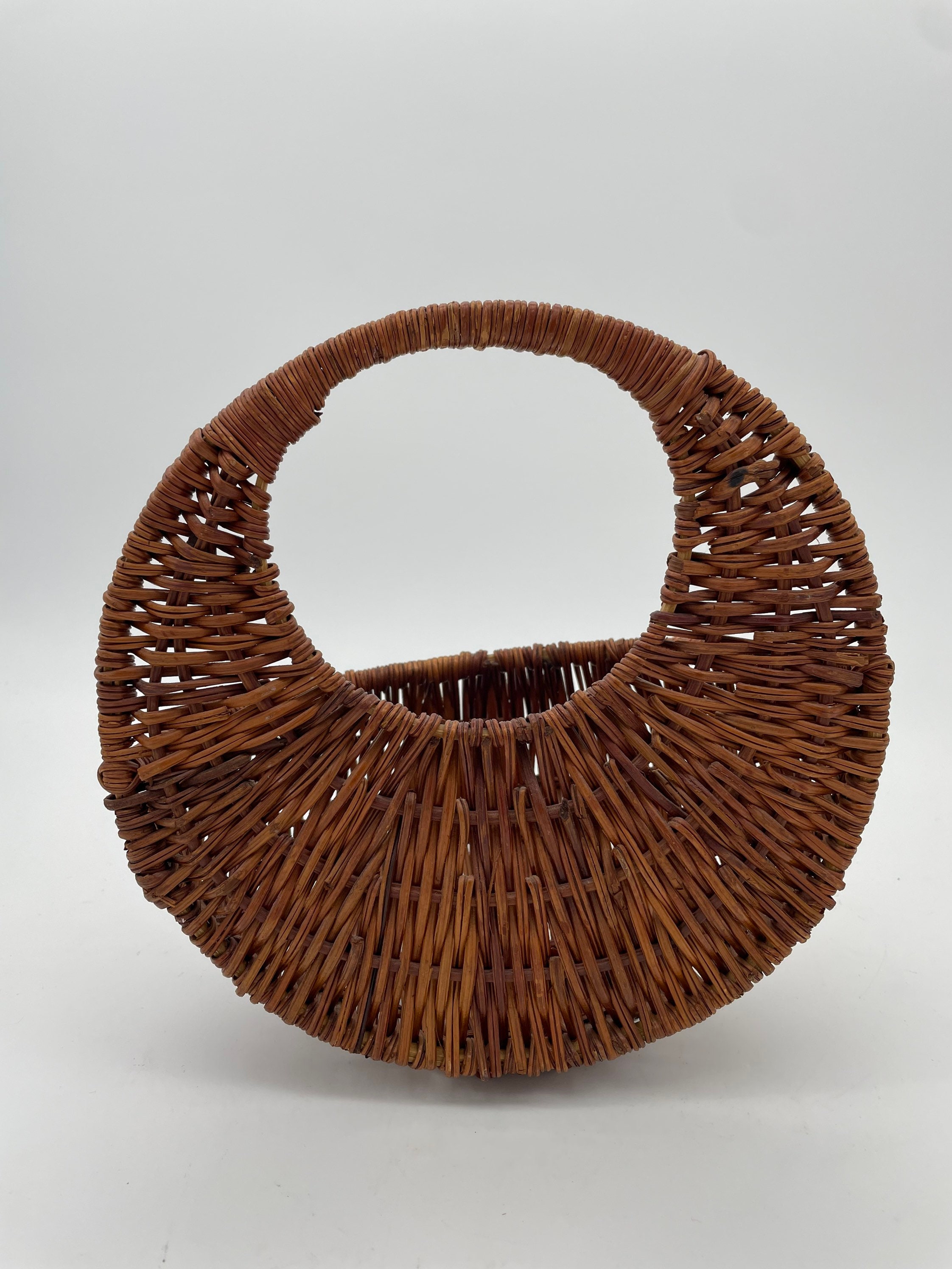 Vintage Wicker Wall Basket Etsy