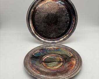 Vintage Silver Plated Decorative Serving Plates. Set of 2