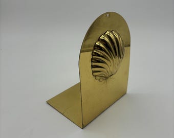 Vintage Lacquered Brass Seashell Bookend: Coastal Decor
