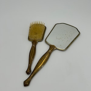 Vintage Vanity Hand Mirror and Brush Set