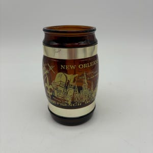 Vintage  Siesta Ware Brown Glass New Orleans Beer Mug Wood Handle