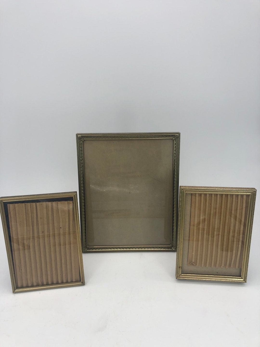 Collection of 3 Vintage Brass Frames Etsy