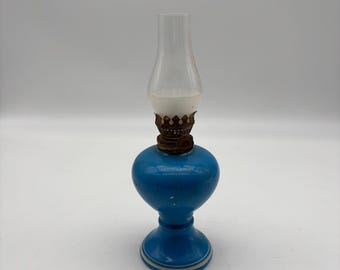 Vintage Small  Blue Ceramic Oil Lamp