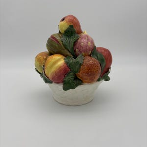 Vintage Mid Century Italian Ceramic Hand Painted Fruit Topiary.  7 1/4 inches tall. A couple small chips.