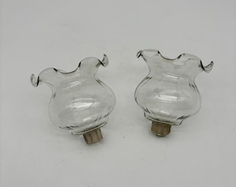Vintage Clear Glass Ruffled Edge Votive Pegged Candle Cups. Tea light Candle Holders. Sold in Pairs.