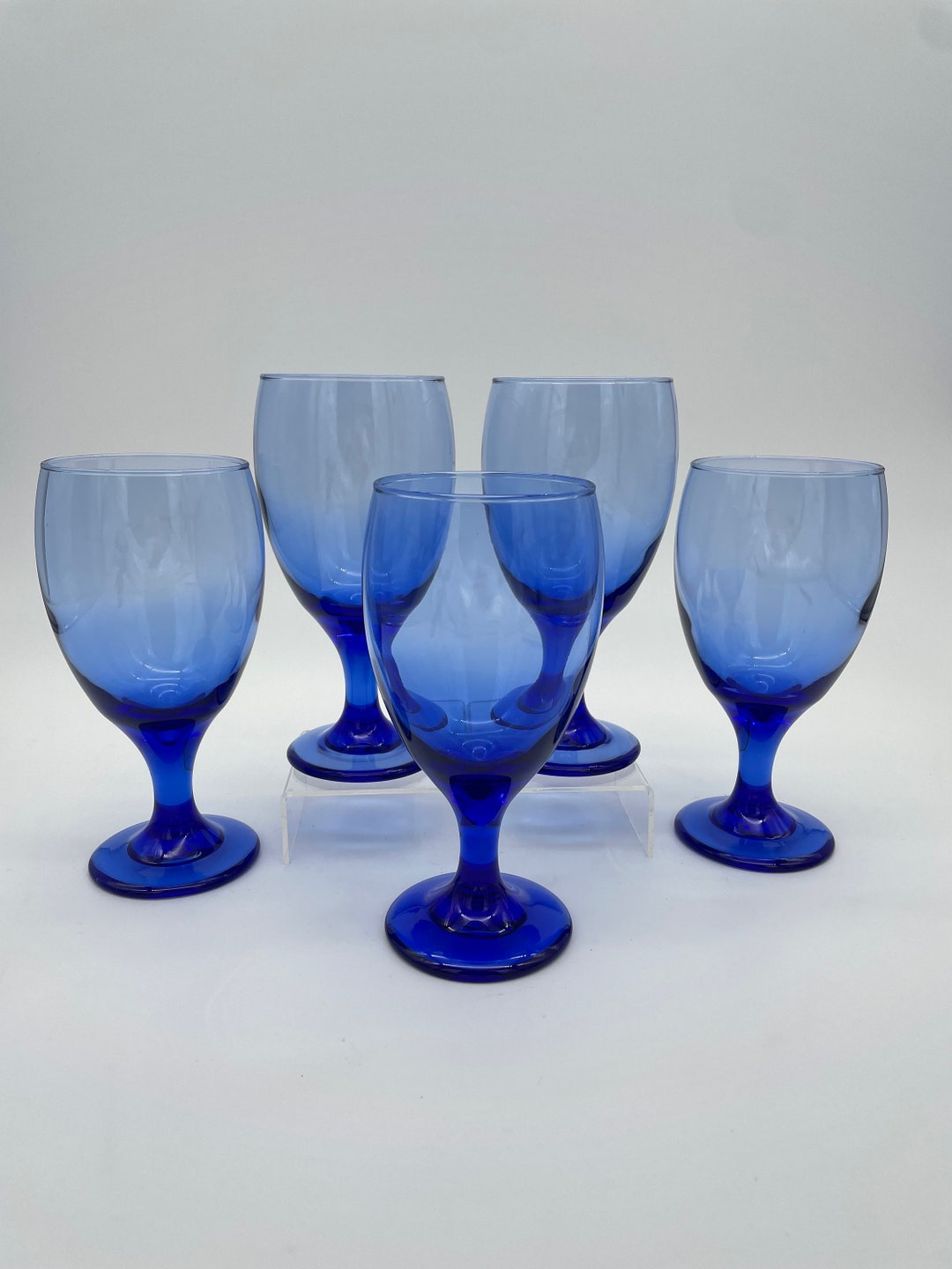 Set of 5 Cobalt Blue Libbey Iced Tea Goblets / Large Wine Etsy