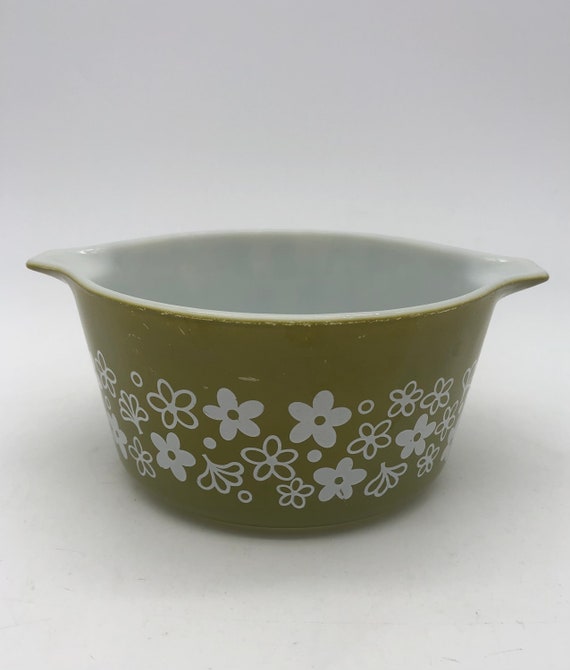 Vintage Pyrex Spring Blossom Green and White Crazy Daisy 1