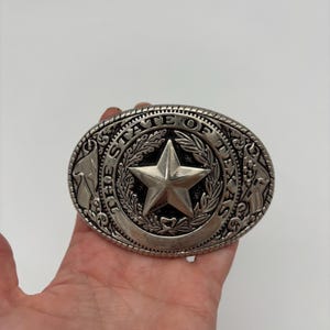 Retro 1980s Metal The State of TEXAS Seal Belt Buckle Lone Star