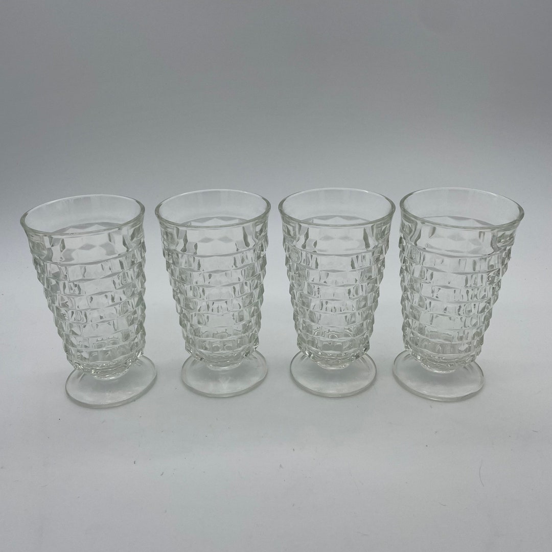 Whitehall Clear Pedestal Glasses Vintage Footed Glasses Set of 4 Etsy