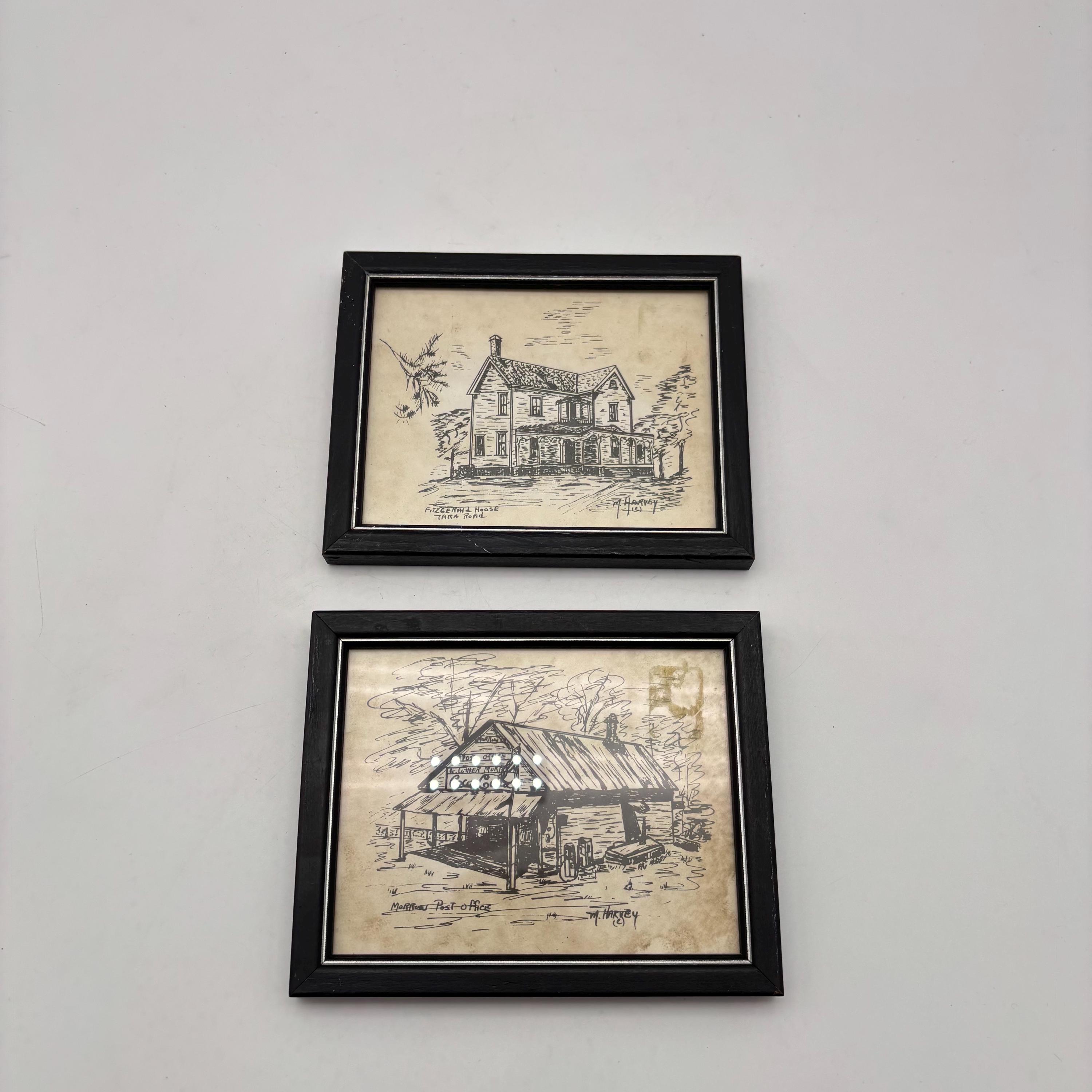 Vintage Framed Pen & Ink Rural Georgia Drawings - Artist Signed - Etsy