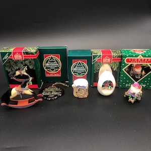 Collection of Five 1980s/90s Hallmark Christmas Ornaments