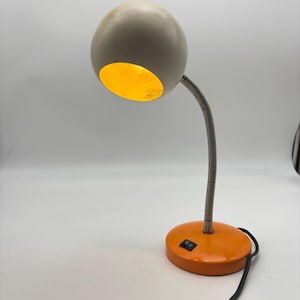 Retro Orange and White Adjustable Neck Eyeball Table Lamp.
