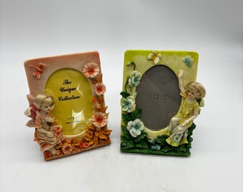 Set of 2 Vintage Fairy Photo Frames: Resin 3D Floral Cottagecore Decor (3.5x5)
