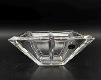 Vintage Rosenthal Crystal Square Bowl 24% Lead Crystal Germany Original Box Geometric Serving Dish