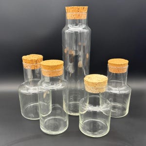 Apothecary Glass Jar Set with Cork Lids: Rustic Vintage Storage