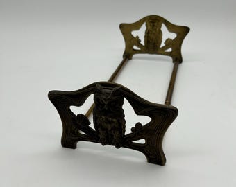 Vintage Brass Owl Art Deco Expandable Book Rack