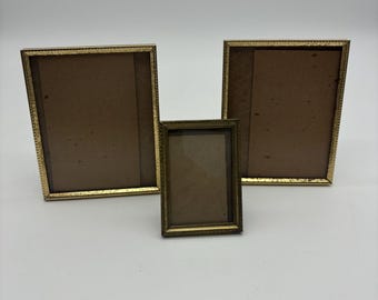 Collection of 3 Vintage Brass Frames