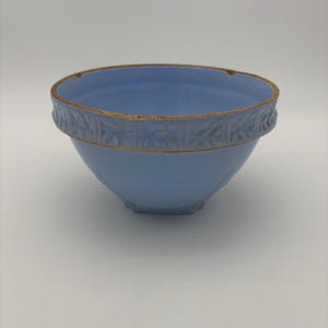 Vintage Blue Pottery Bowl Planter: Farmhouse Decor, 7.75&quot; Wide