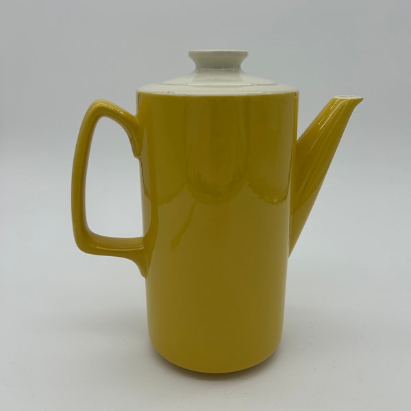 Vintage Mid Century Yellow Ceramic Tea Kettle