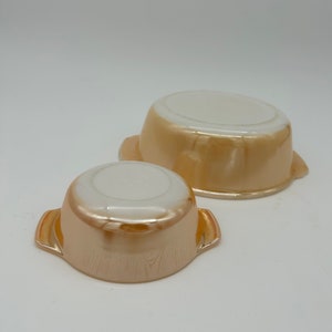 Vintage Anchor Hocking Fire King Peach Luster Round Casserole/Baking Dish Set of Two. One Large One Small