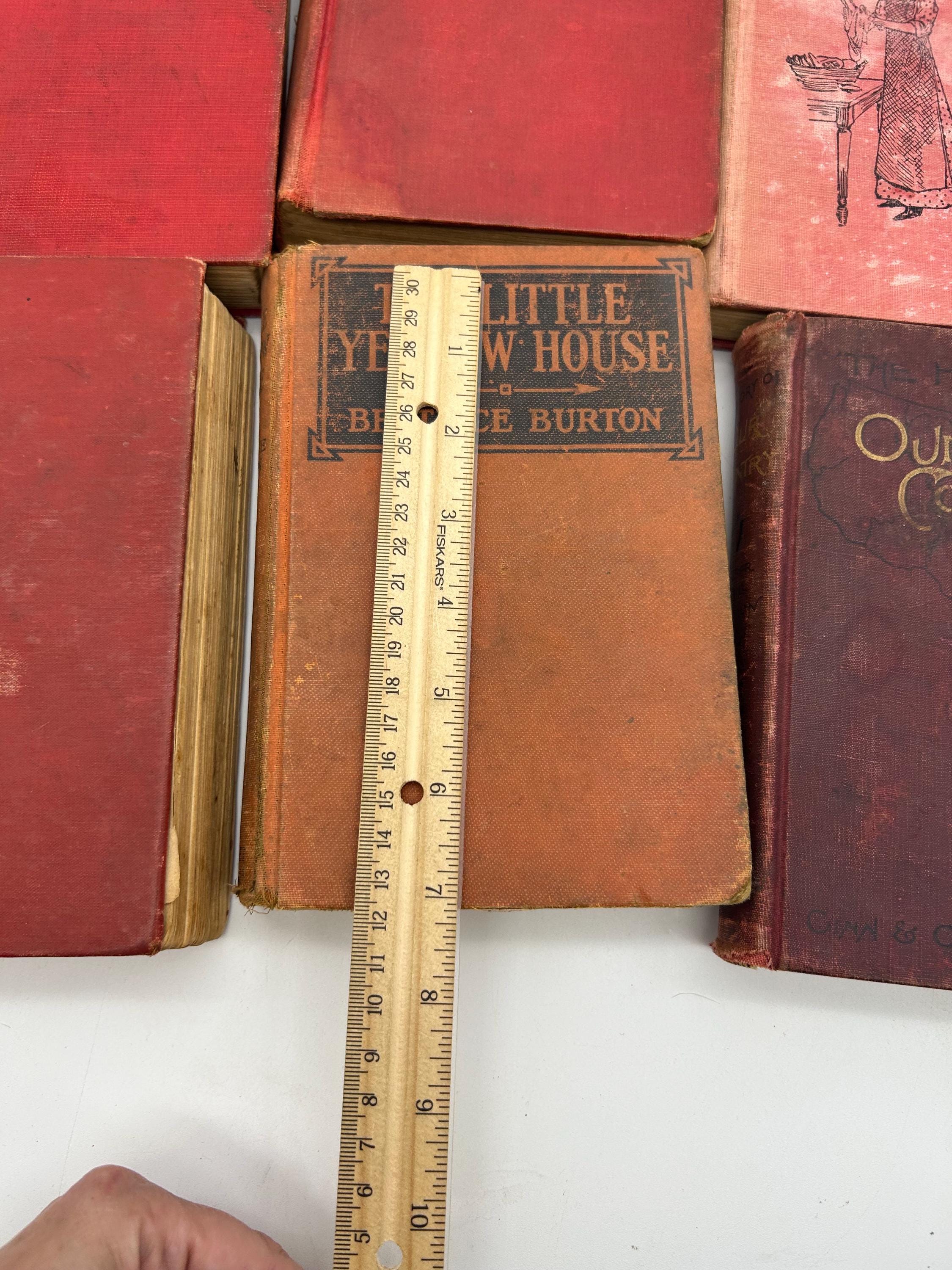 Vintage Books/50cm Set 【RED】洋書　古書　アンティーク Amazon.co.jp: アンティークブック 6冊セット 洋書 Antique Book