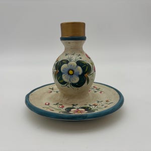 Vintage Handmade in Peru Pottery Candlestick Holder