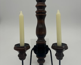 Vintage Wood and Metal Wall Candle Sconce** Carved Wood Wall Decor