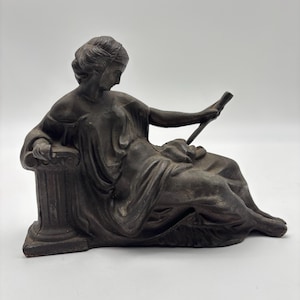 Antique Cast Bronze Spelter Reclining Goddess Figurine