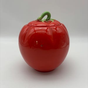 Vintage 1940s Tomato Cookie Jar: Pantry Parade Ceramic Canister