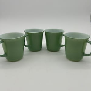 Vintage Set of Four Teal Colored Pyrex Mugs