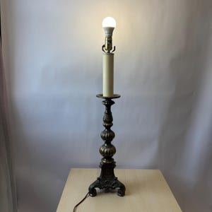 Vintage Tall Heavy Footed Brass Ornate Table Accent Lamp. 30” Tall