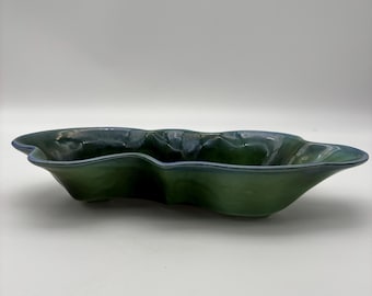 Vintage Mid Century Hull Pottery Planter: Green Drip Glaze, USA Made