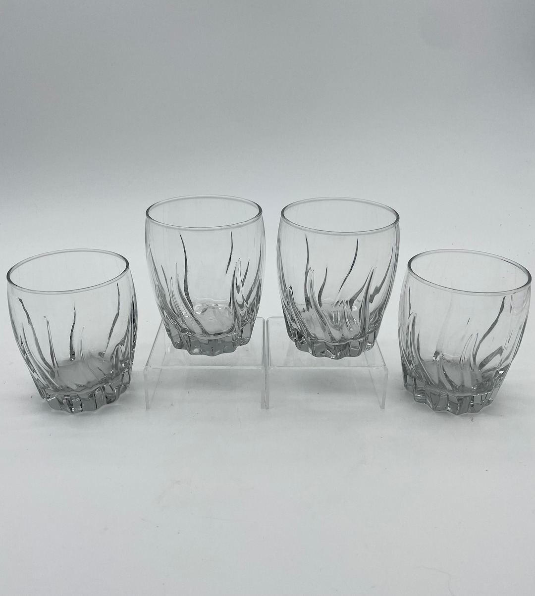 Set of 4 Vintage Star Bottom Clear Rocks Glasses - Etsy