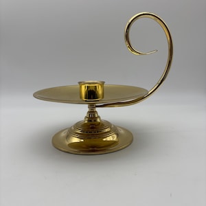Vintage Baldwin made in USA Large Chamber Candlestick Candle Holder. Oversized Solid Brass Scroll Detail