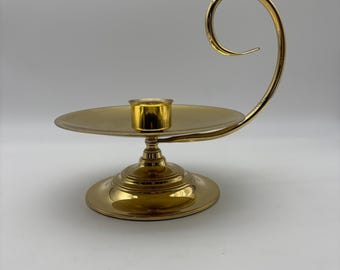 Vintage Baldwin Brass Candlestick Holder: Large Scroll Detail, Made in USA